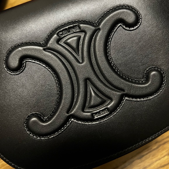 Celine Cuir Triomphe Folco Bag Black - Picture 12 of 16